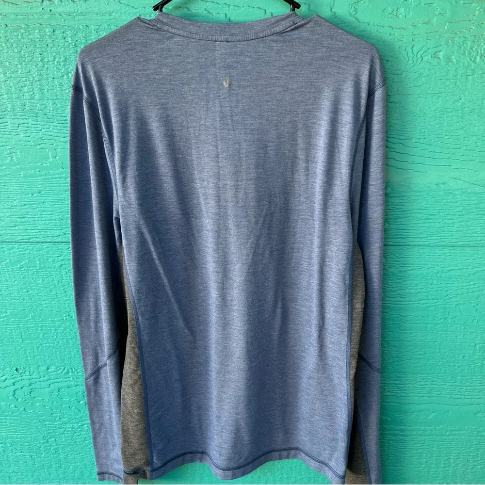 Lululemon Men’s T.H.E. Henley Long Sleeve Shirt SIZE LARGE HEATHERED Dark Cobalt - Picture 4 of 6